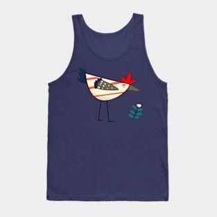 Cute and suspicious chicken looking at the flower Tank Top